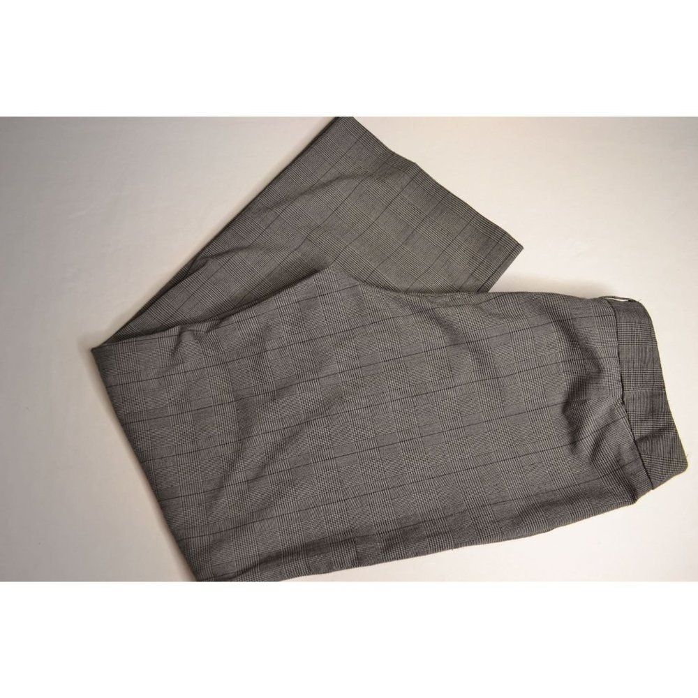 Oscar de la Renta Women's 10 Black Glen Plaid Trousers